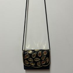 Black With Gold Embellishment Evening Bag
