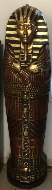$500.00 6ft mohagony wood king tut sarcophagus mummy bookcase