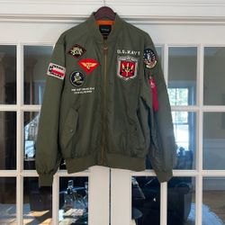 Da Fei Li Men Texas-Dallas USS Galveston US NAVY Tomcat Jacket Flight Bomber XXL