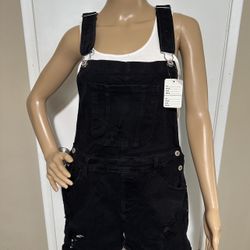 Women’s Black Distressed Short Romper Size LARGE