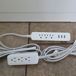 8ft Extension cords with USB and flat plugs