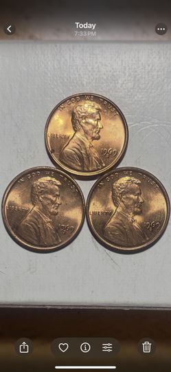 3 1969S Lincoln Memorial Pennies