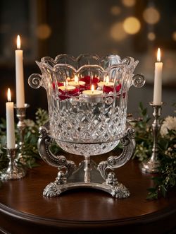 Godinger Crystal & Silver Ice Bucket - Baroque Stand