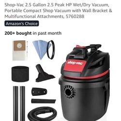 Shop-Vac 2.5 Gallons Wet/Dry Wall Mount Brand New 