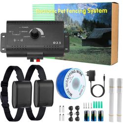 Electric Dog Fence System-Wireless Dog Fence Covers 1.2 Acre Pet Boundary Containment System w/ 2 Tone Shock Waterproof Receiver Collar Underground Bu