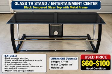 Glass TV Stand Entertainment Center