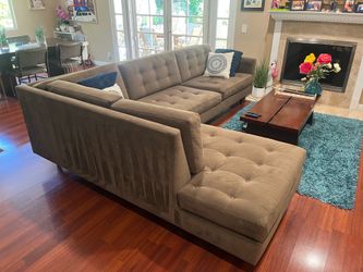 L shape brown sectional couch