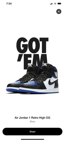 Air Jordan 1 Retro High OG Royal Toe size 10