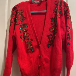 Ladies Vintage Red Sweater 