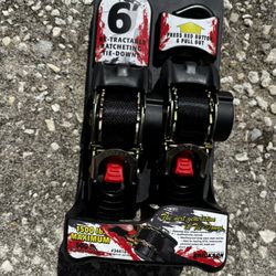 6’ Retractable Ratcheting Tie Down Straps