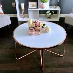Coffee Table New in Packaging Rose Gold Finish Stunning Tempered Glass.
