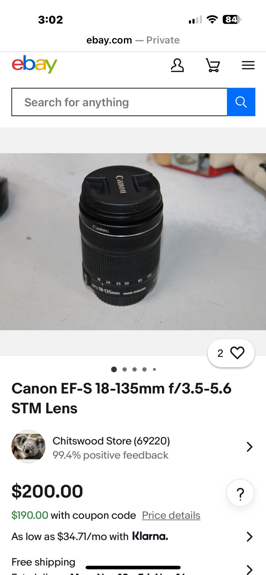 Canon 18-135mm Lens