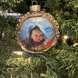 CUSTOM Handmade Christmas Tree Ornament Clay Decoupage Gift LOCAL ARTIST Wall Art Photo Bottles Vase Candle