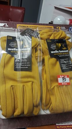3pack Wells Lamont Premium Leather Work Gloves , MEDIUM SIZED 8