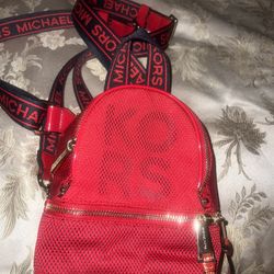 Micheal Kors Red Backpack Small