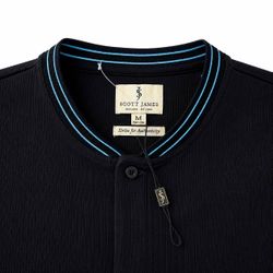 Scott James Black Ribbed Polo Shirt Size M