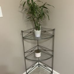 Beautiful Metal And Glass Corner Shelf