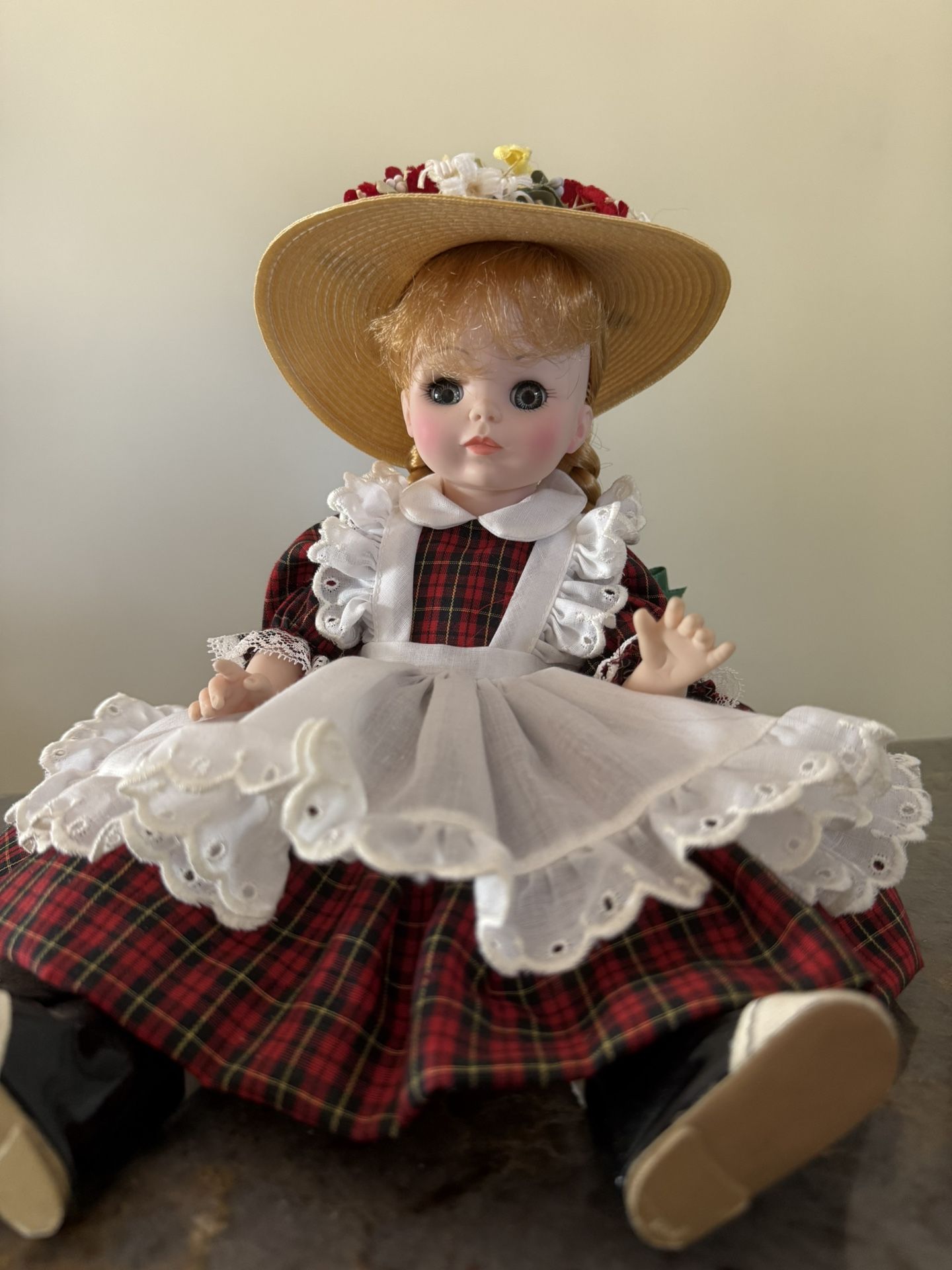 Vintage Madame Alexander McGuffey Ana Doll Plaid Tagged Dress Boxed 13"