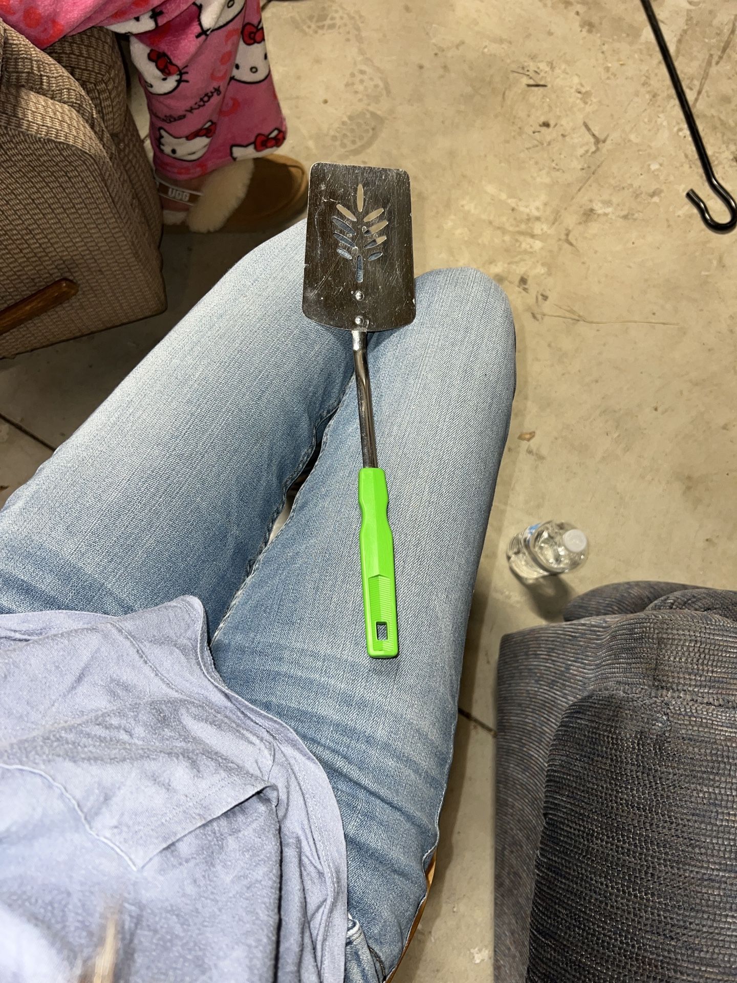 VNTG Metal Slotted Spatula Flipper Turner Green Handle 13” Japan Kitchen