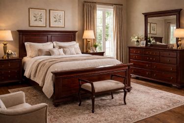 🛏️ Queen Bedroom Set – Solid Wood 🔥 (Full Matching Set)