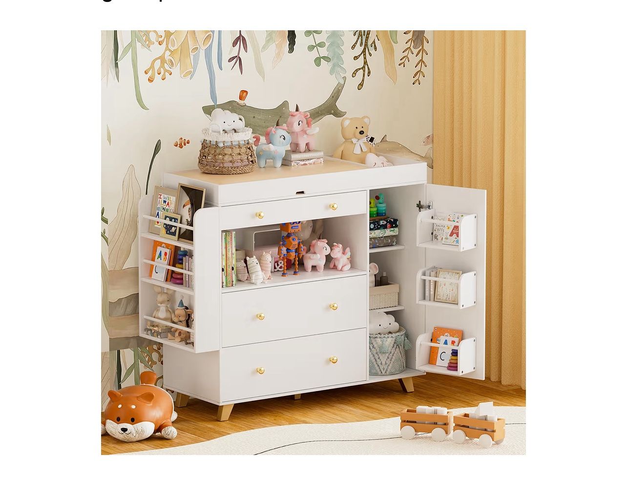Baby changing table with storage