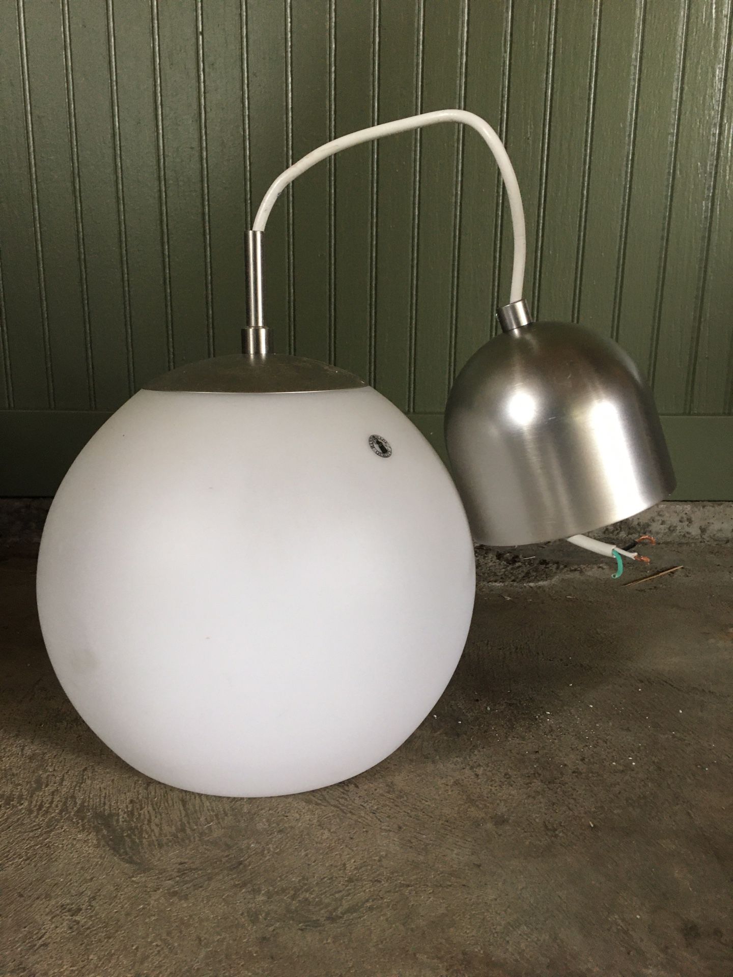 Hand blown milk glass Light