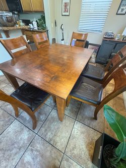 Wood Dining Table with 6 Chairs