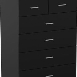Dresser with Power Outlets Wooden 6 Drawer Dresser with Large Organizer Black Tall Storage Organizer