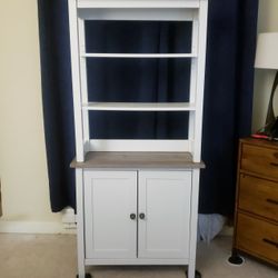 White / Gray Cabinet + Hutch Book Shelf - 2 Piece 