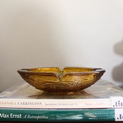 MCM Anchor Hocking Soreno Amber Glass Ashtray, 60s Vintage