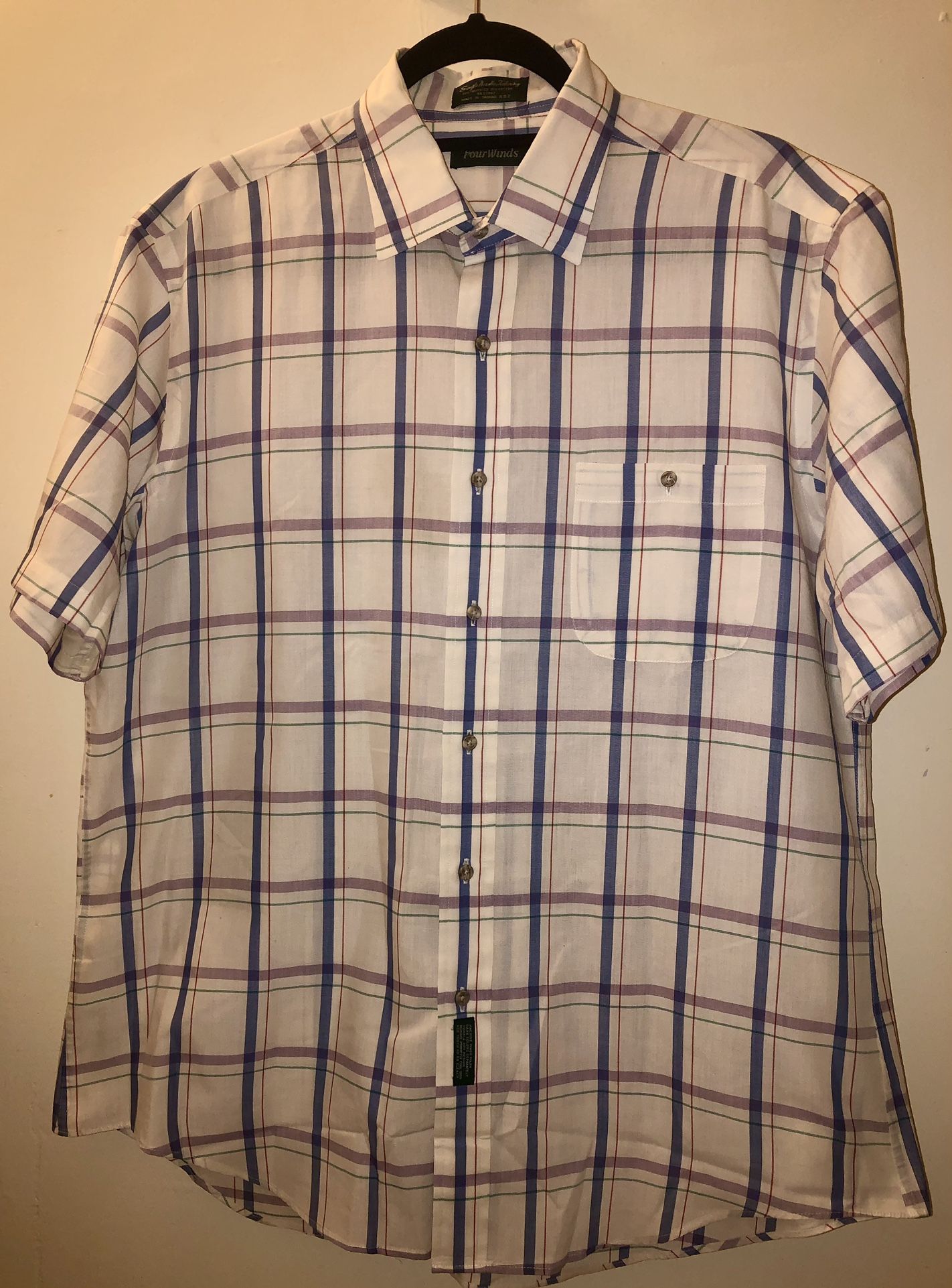 Men’s Short-Sleeve Plaid Shirt Large (Big)