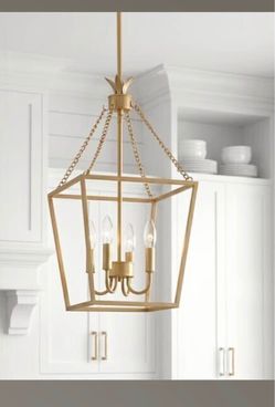 Gold Lantern Pendant Chandelier 4-Light