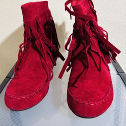 Red Fringe Boots
