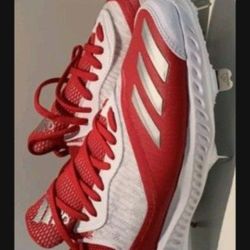 Brand New Adidas Icon Bounce Iced Red White Metal Baseball Cleats Men Size 10