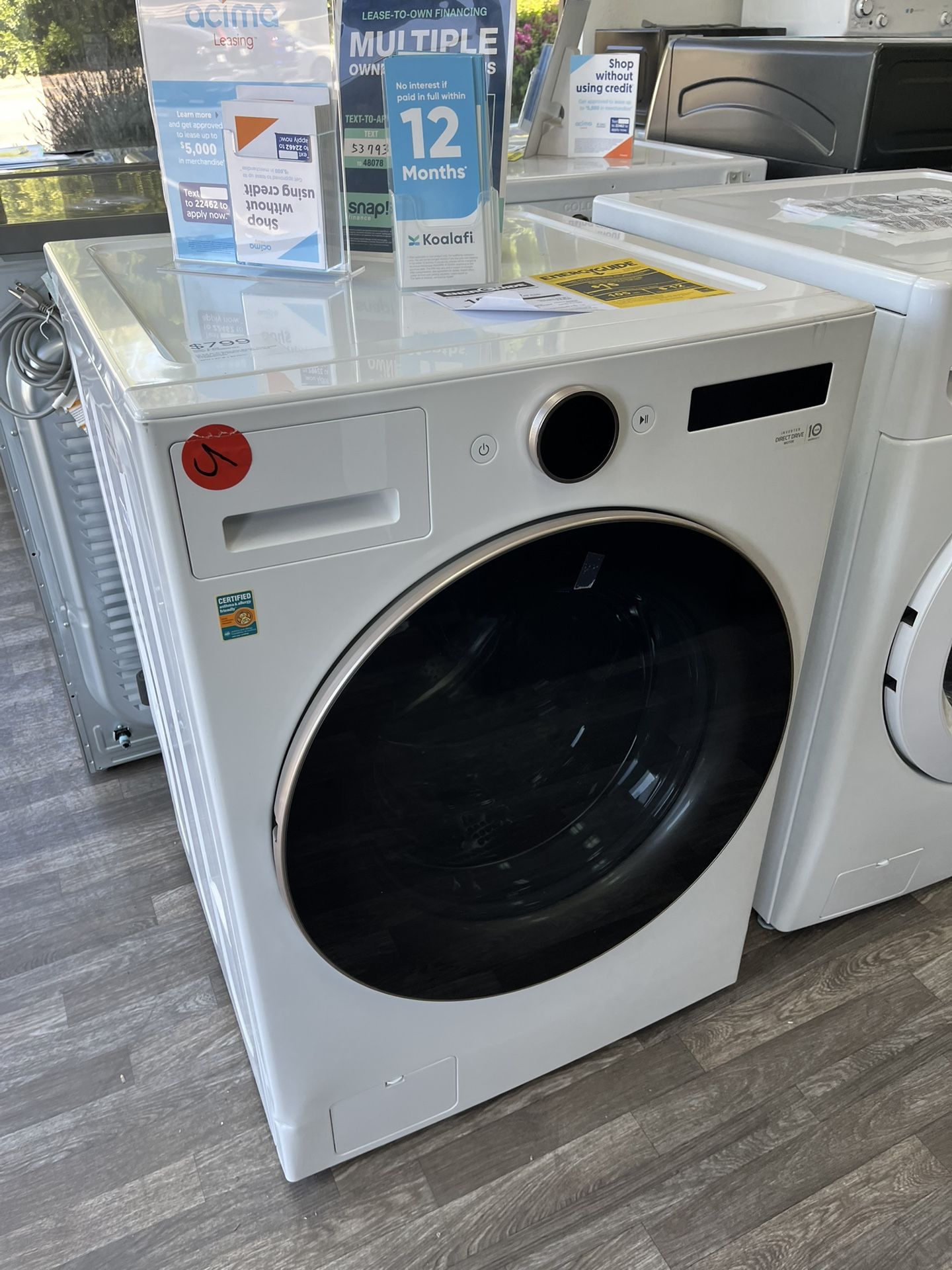 $799 LG 5.0 Cu Ft Front Load Washing Machine, Open Box, One Year Warranty