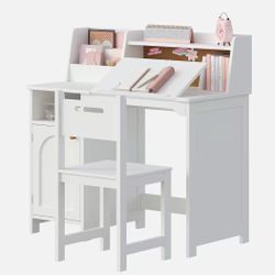 ❤️‍🔥 #E Kids Study Desk and Chair Set pink Tiltable Desktop for 3-8 Years$60