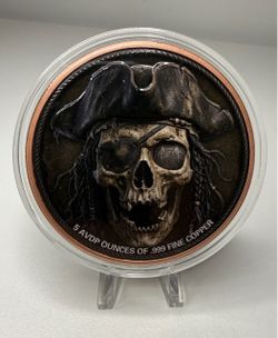 5 oz .999 Fine Copper Pirate Kraken Coin – Colorized Collectible