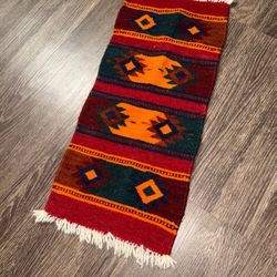 Zapotec hand loomed vintage Mexico rug