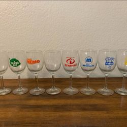 Disney Pixar Collectible Wine Glasses Set Of 8 Exclusive For Studio Employees