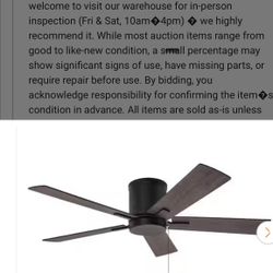 New Hampton BayGrantway 48 in. Indoor/Covered Outdoor Matte Black Low Profile Ceiling Fan Without Light with Pull Chain Included
