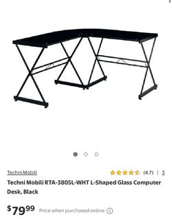 L shape glass computer desk
