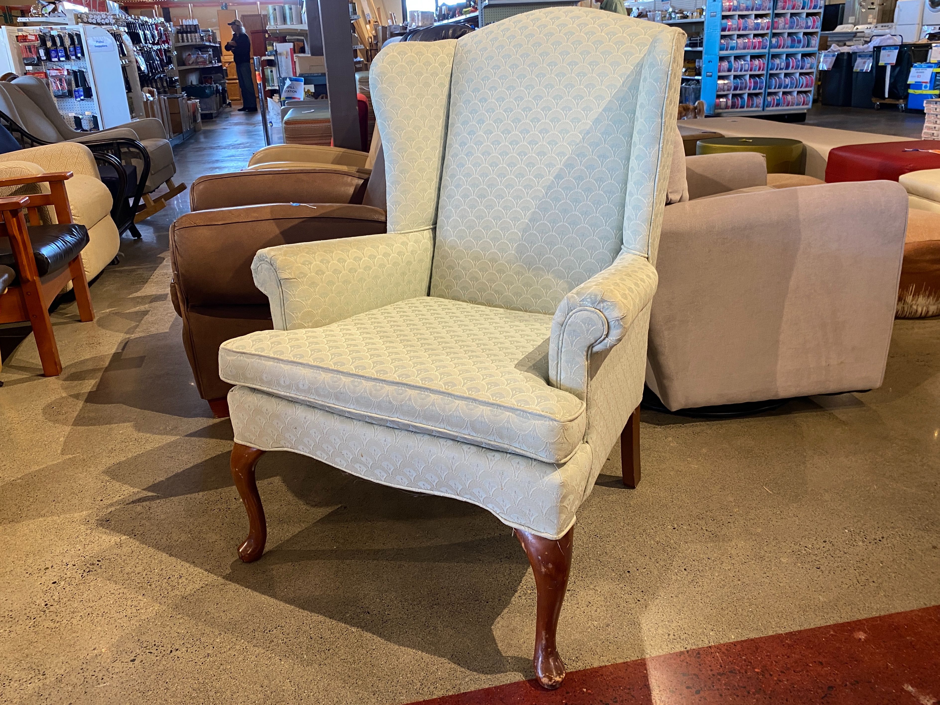 LEWITTES Pale Blue Shell Wingback Armchair