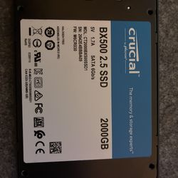 Crucial BX500 2TB 3D NAND SATA 2.5-Inch Internal SSD, up to 540MB/s - CT2000BX500SSD1, Solid State Drive