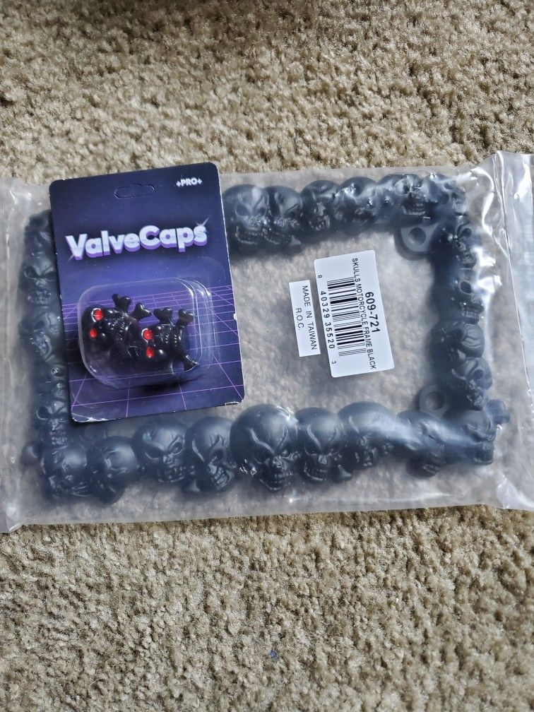 New Motorcycle License Plate Holder & Valve Caps