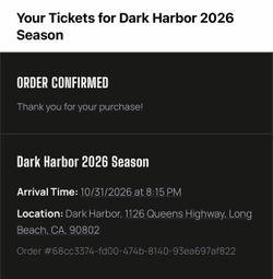 2 Queen Mary Dark Harbor tickets 10/31/2026