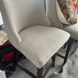 Pull Out Couch, Oversized Chair  And Ottoman   And Matching  Bar Stools X 3 