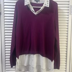 Xl Burgundy Adrianne Papellu  Blouse 
