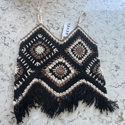 REVEL WOMEN'S CROCHET FRINGE TANK TOP