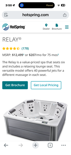 2022 Moderately Used Hot Spring Spas Relay Hot Tub 7 Seats 40 Jets - Marana, AZ