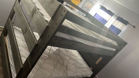 Full Size Wood Bunk Bed And Step Dresser